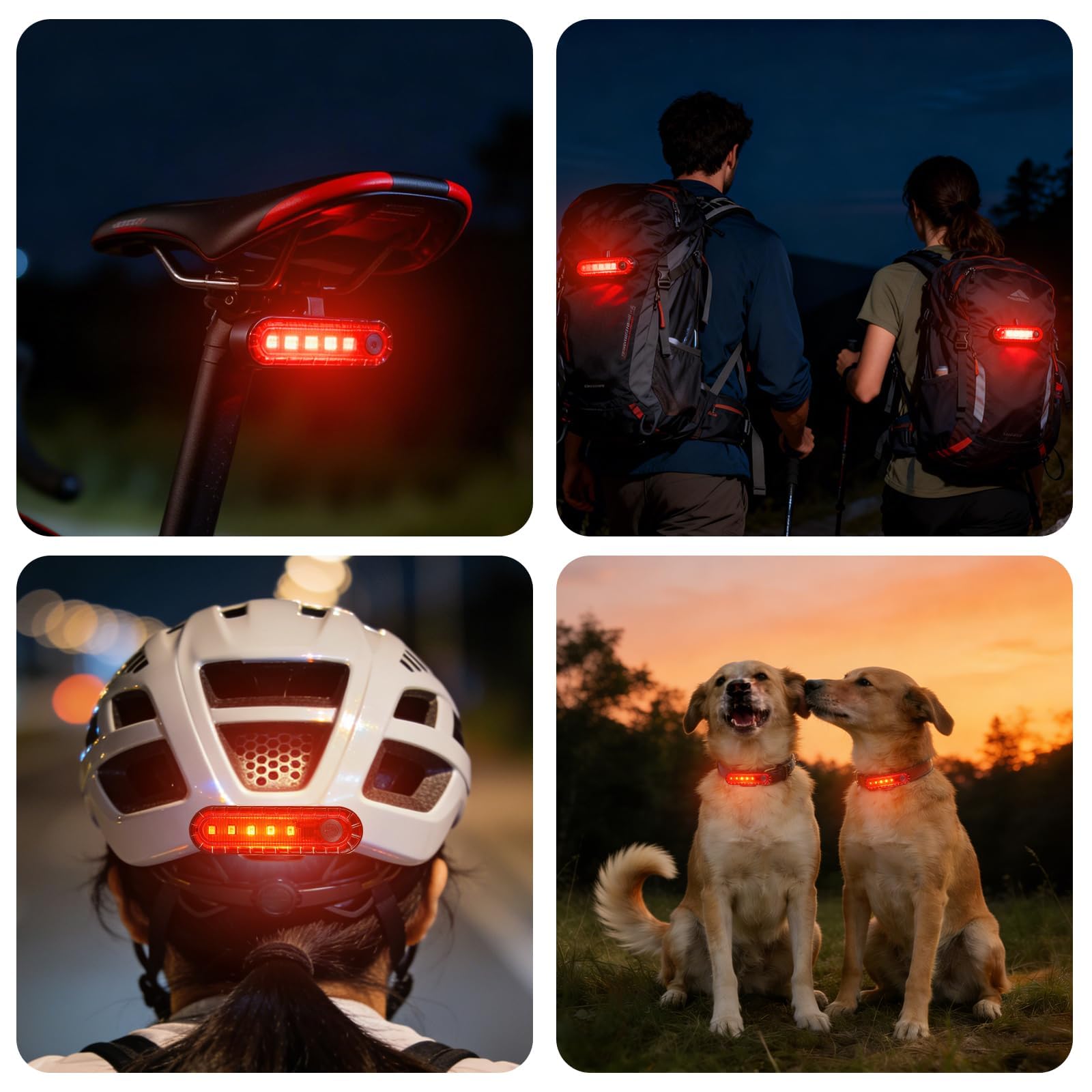 KunHe Lot de 20 feux arrière de vélo rechargeables par USB super lumineux avec 4 modes d'éclairage pour skateboards, poussettes et fauteuils roulants
