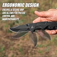 Vista 6 de Cuchillo plegable de bolsillo con hoja de bloqueo puntual de acero inoxidable y multiherramienta ligera con bloqueo trasero para camping