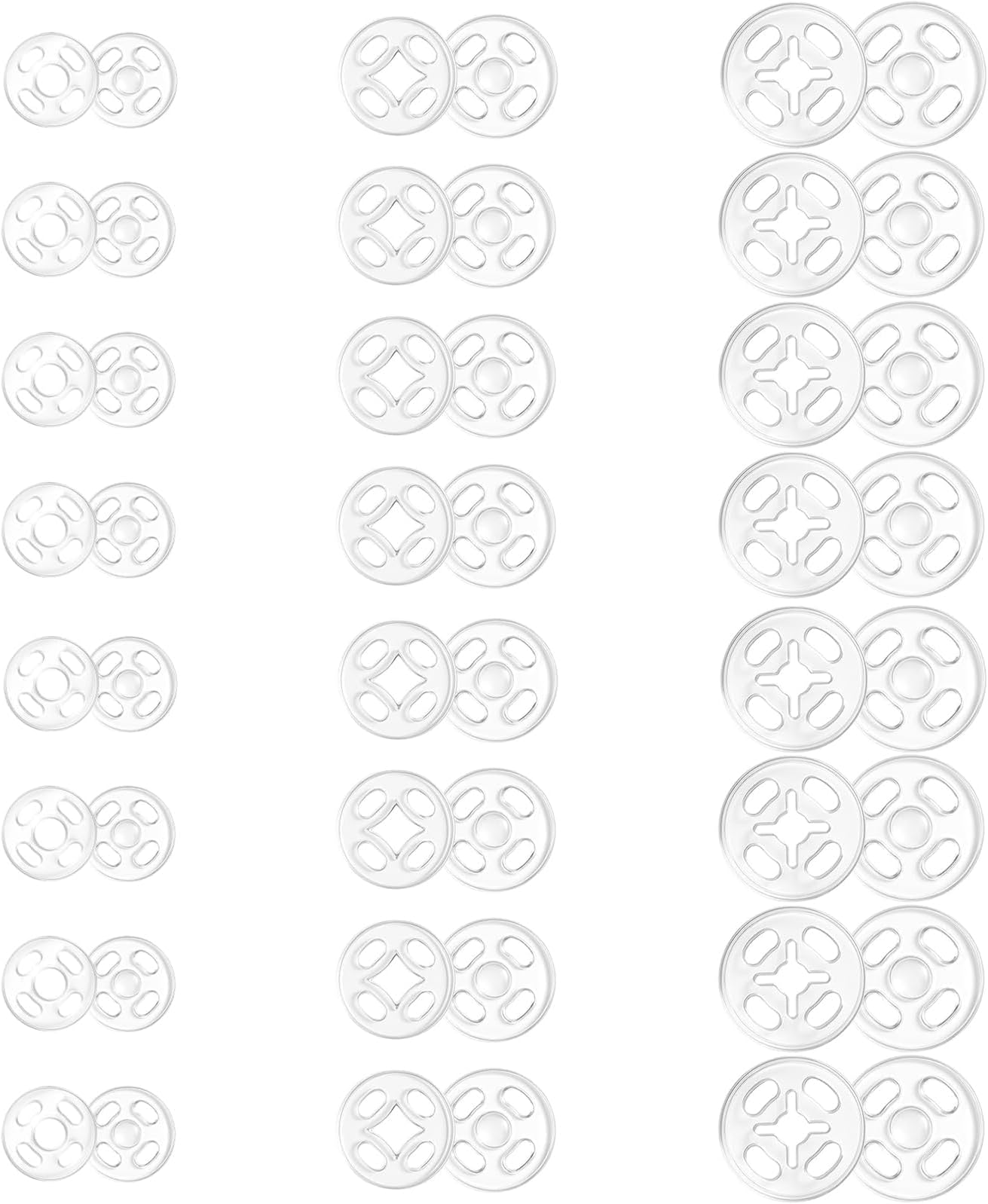 - 48-Piece Set Jeans Tightening Clips, Snap Button for Clothes, Nylon Plastic Fasteners, Craft Sewing Supplies, Transparent Buttons, Durable Snap Fasteners for Garment Repair and DIY Projects