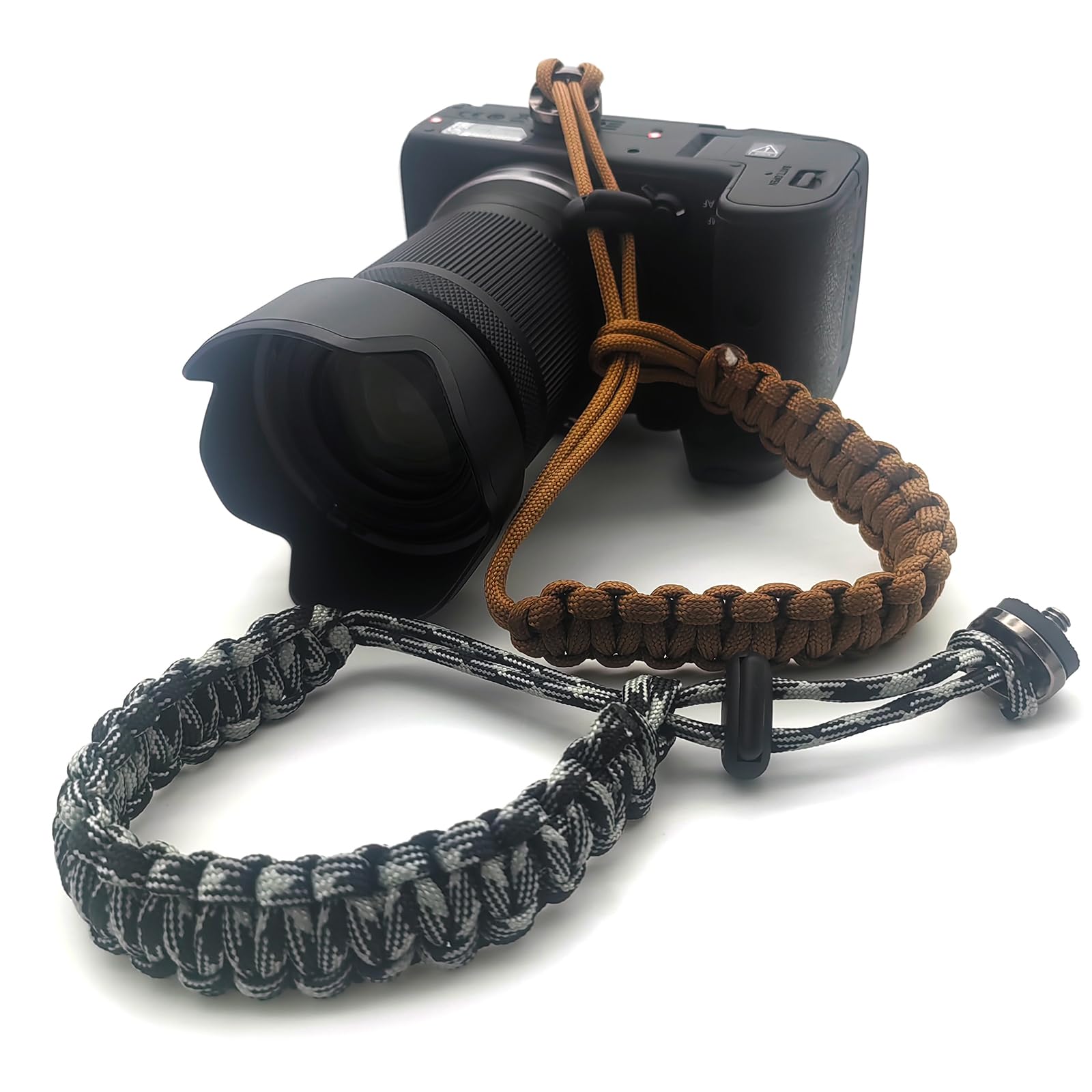 Photo 1 of [ MISSING GREY WRIST STRAP] Camera Paracord Wrist Strap, Adjustable Nylon Hand Wrist Straps Lanyard String with a 1/4" Screw for Insta 360 Selfie Stick, GoPro, Nikon Canon Sony Samsung DSLR Cameras Smartphone (Brown gray&black)