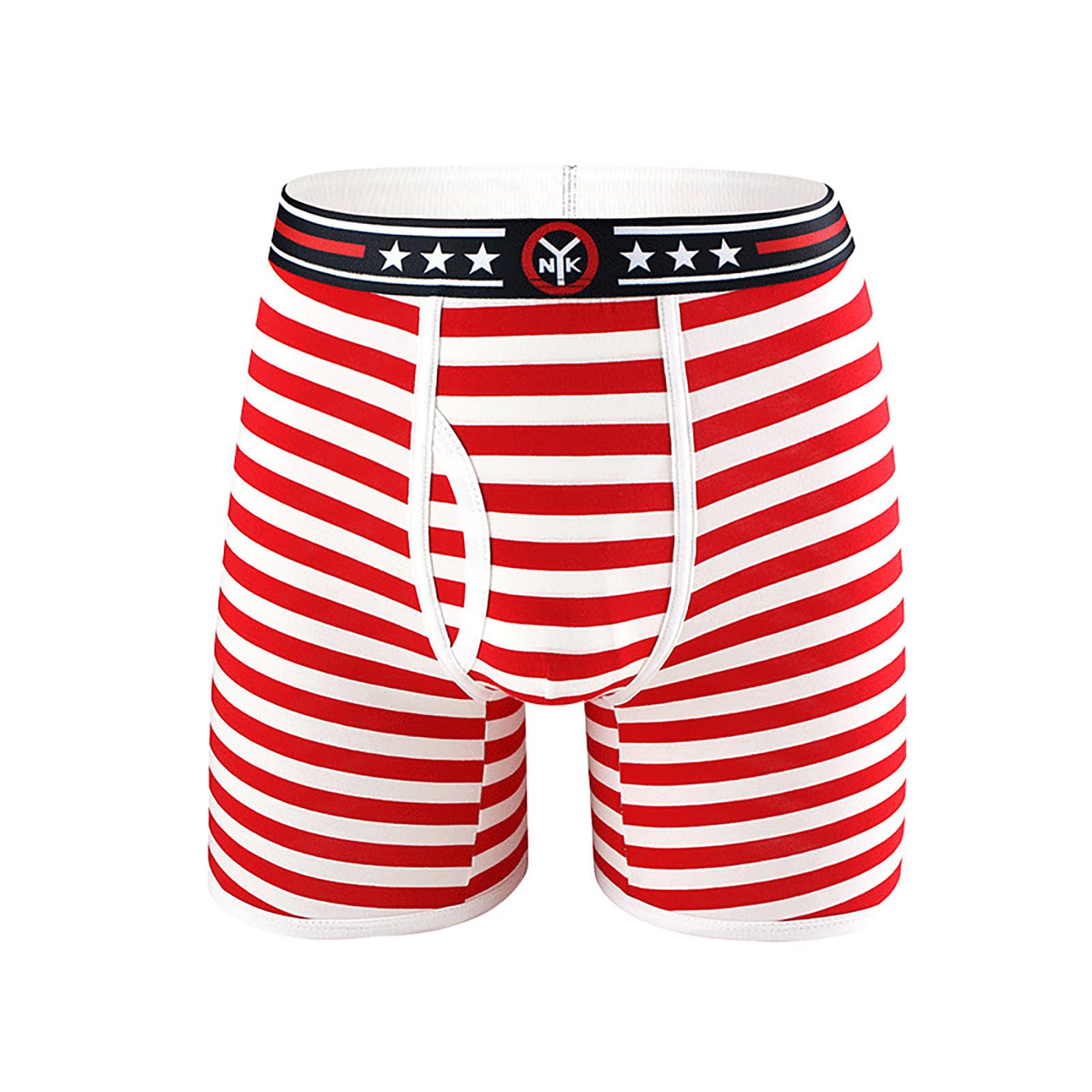 Mens Striped Underwear Classic Boxers Soft Loose Comfortable Breathable Boxer Lounge Loose Stretch Short Red