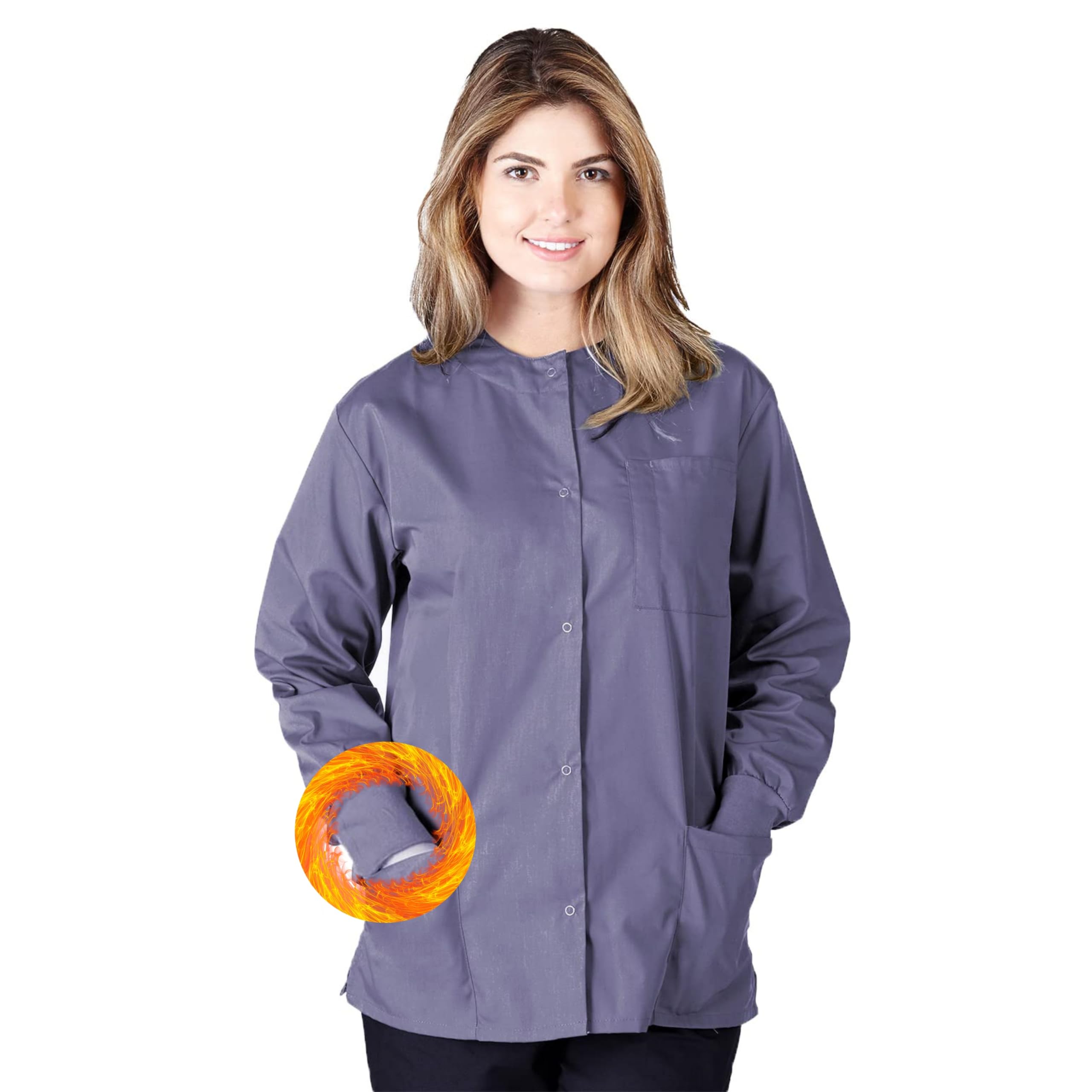 M&M SCRUBS Women's Scrub Jacket Medical Scrub Jacket (S, Charcoal)