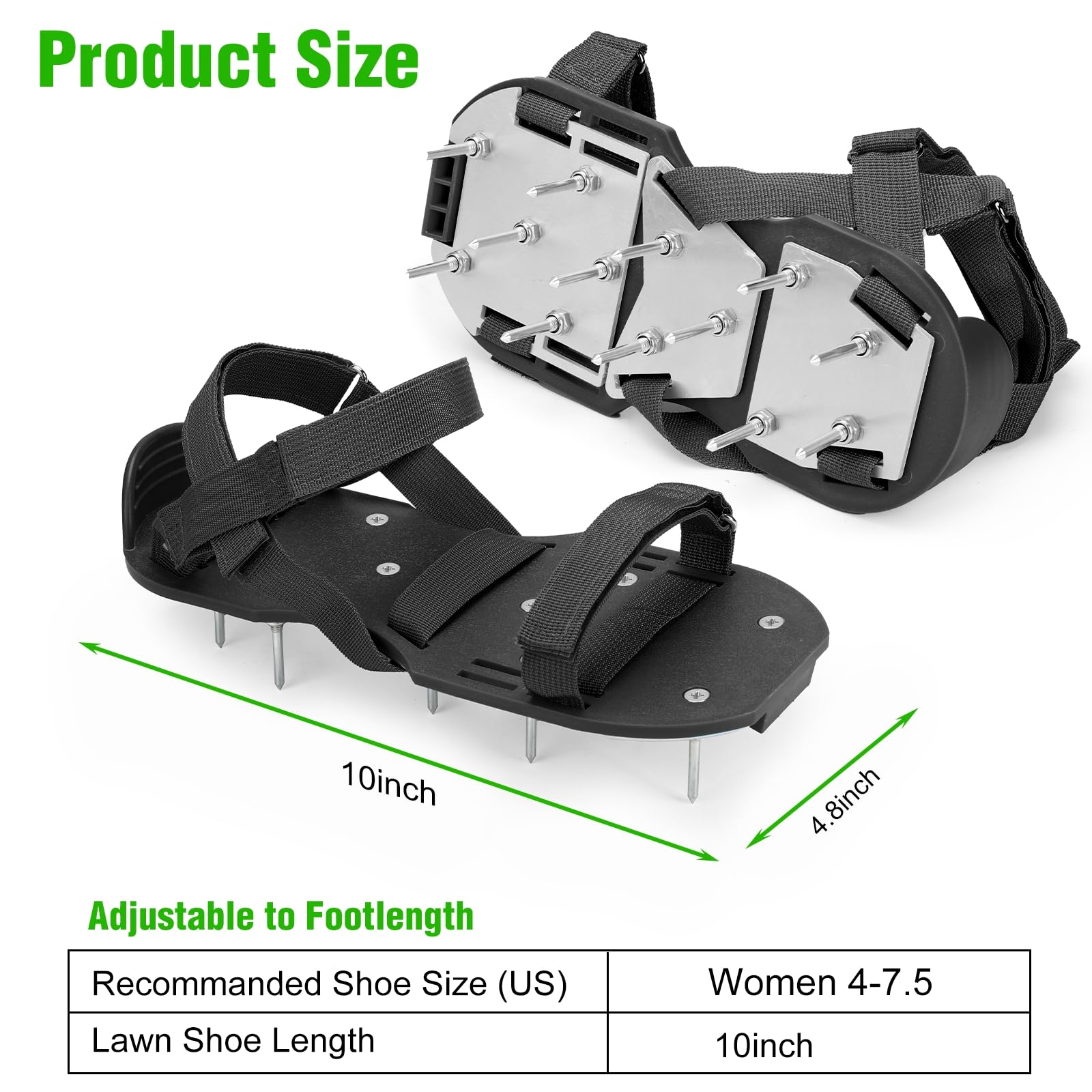 Rasenbelüfter Schuhe für Gras - Vormontierte Grasbelüfter Schuhe für Rasen - Bodenbelüfter Werkzeug für Belüftung Terrasse Garten Schwarz Kleine Größe