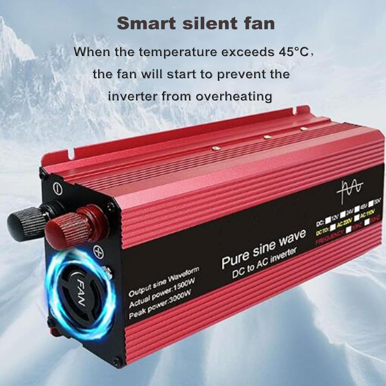 Przetwornica czystej fali sinusoidalnej 1600 W DC 12 V/24 V/48 V/60 V na AC 110 V/220 V konwerter zasilania falownik solarny cyfrowym wyświetlaczem do domowego kempingu