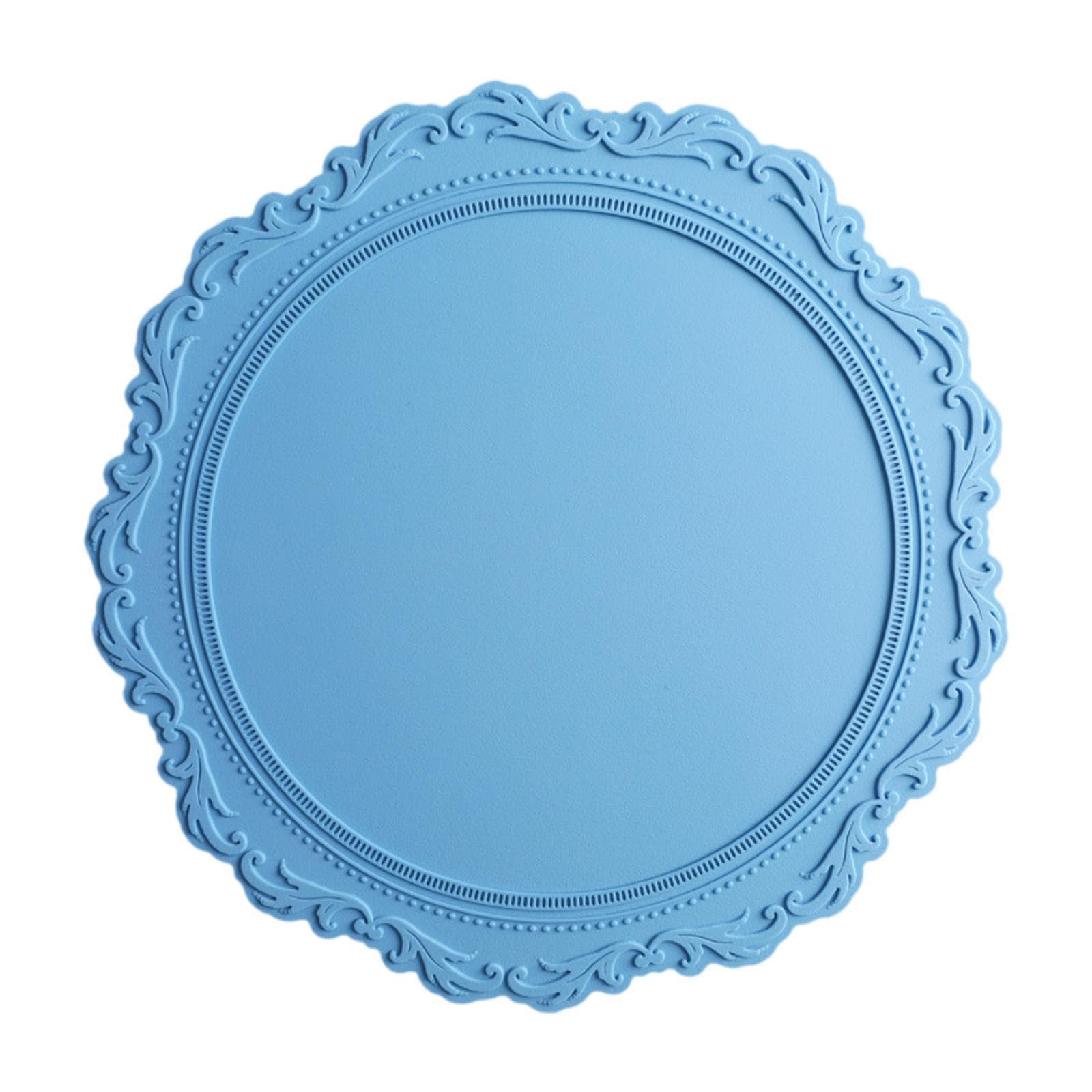 Mantel Individual Antideslizante Mantel Posavasos Salvamanteles Tapete de Mesa de Silicona Resistente al Impermeable y Lavable Fácil de Limpiar, Azul, Individual