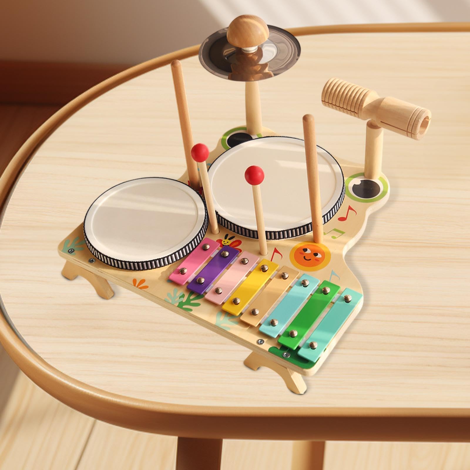 Ensemble de Batterie en Bois pour Enfants D'âge Préscolaire, Instruments de Percussion pour