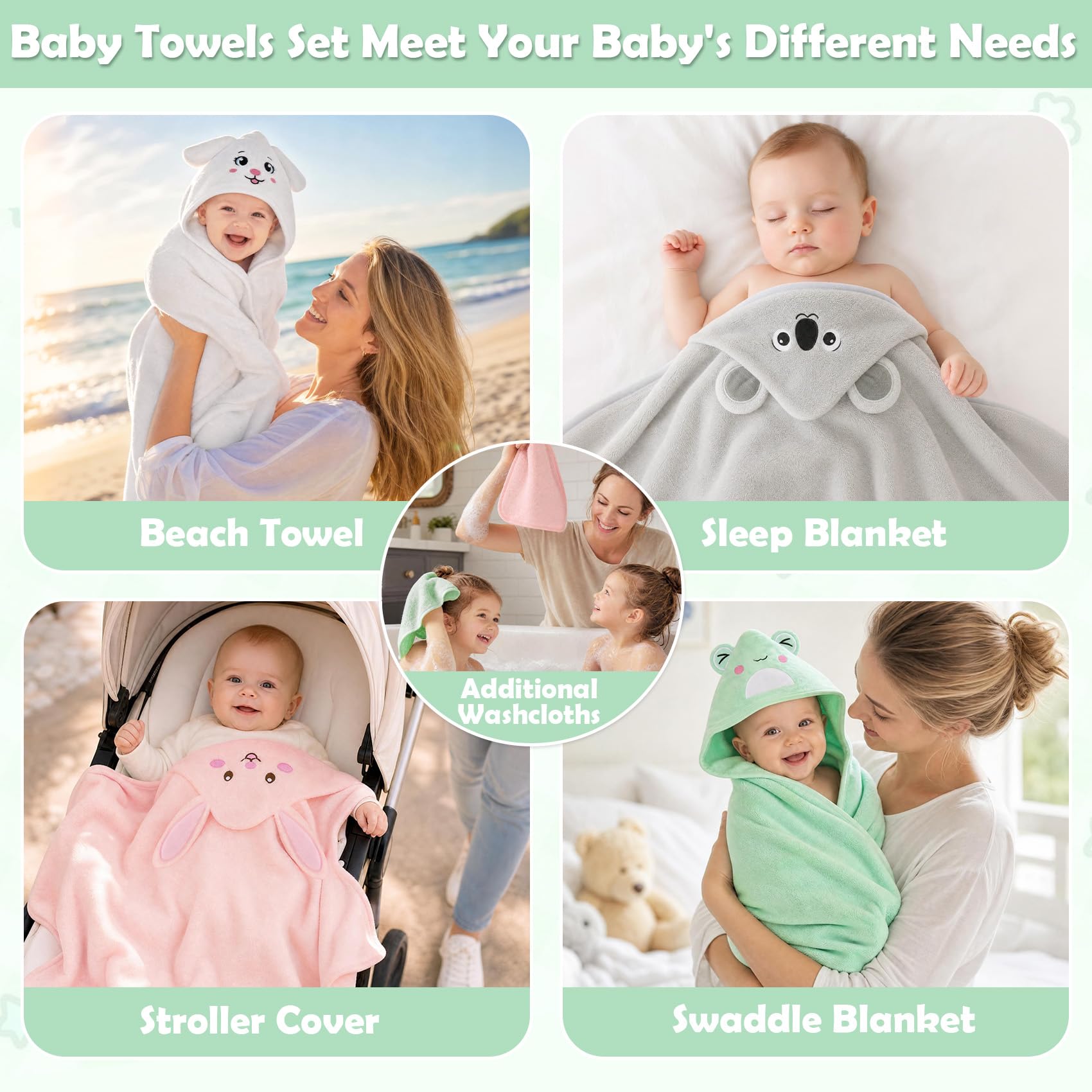 CandyHome 12 PCS Baby Bath Towels Set for Infants Toddlers Essentials view 6