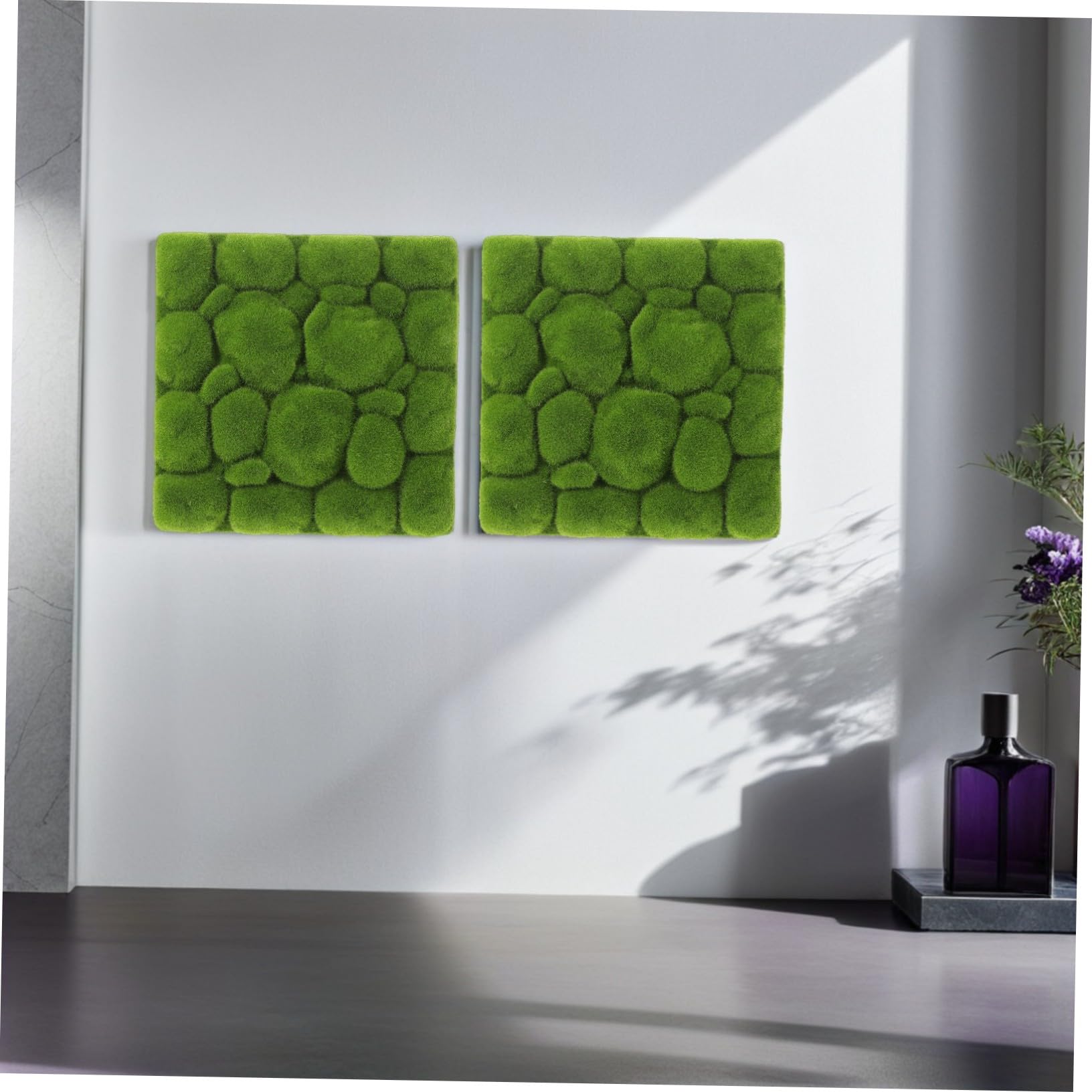 Künstliche Moos Wanddekoration 3 Stück Schaumstoff für Natürliche Deko | Grün, Modern und Nordisch, als Langanhaltende Lösung für Hochzeit und Blumenarrangement