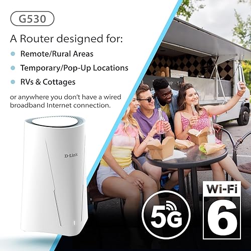 Miniatura 3 de Router WiFi 6 G530 5G NR AX3000 con ranura para tarjeta SIM, puerta de enlace celular, antenas optimizadas de alta ganancia, failover dual WAN,