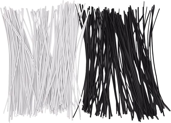 Sunmns 200 Piece Metallic Twist Cable Cord Wire Ties Reusable Fastening (6 Inch, Black and White)