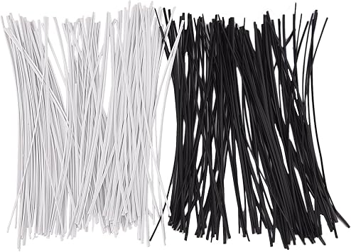 Sunmns 200 Piece Metallic Twist Cable Cord Wire Ties Reusable Fastening (6 Inch, Black and White)