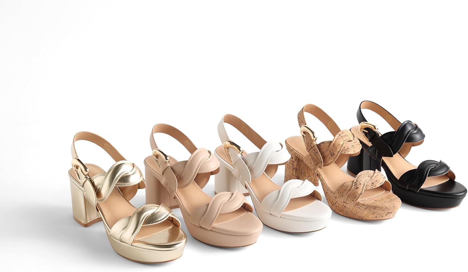 Coutgo Womens Platform Chunky Heels Sandals Open Toe Ankle Strap Summer Dress Beach Shoes - Image 6