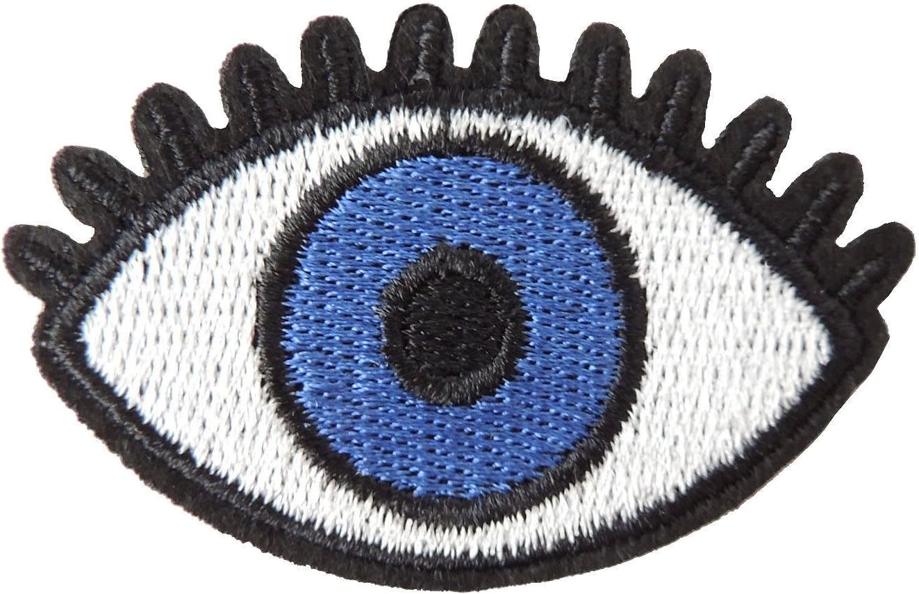 2 Eye Patch, Blue Eye, Evil Eye 37x60 mm Small Embroidered Iron on R002