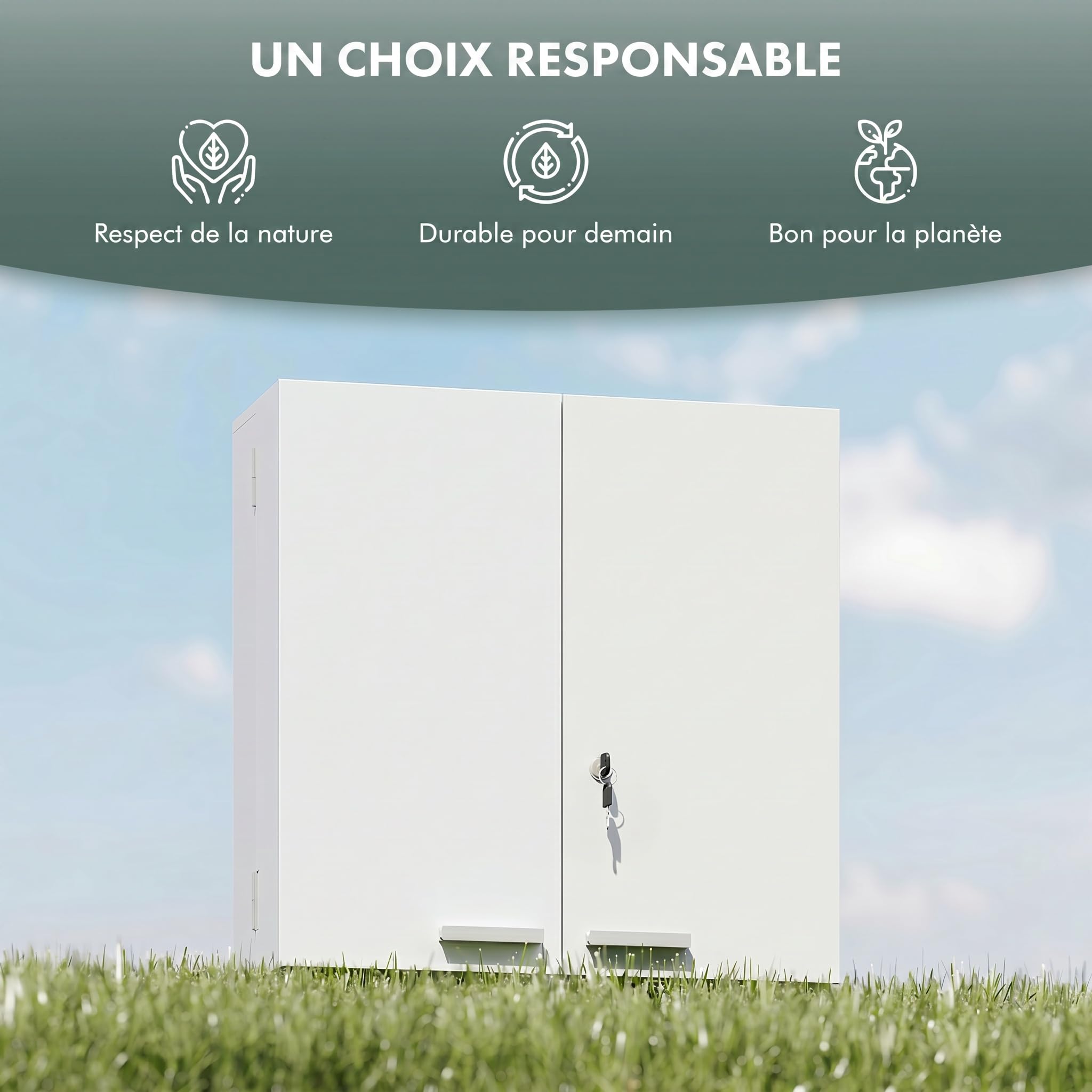 HOMCOM Armoire à Pharmacie Murale, Armoire à médicaments Murale à 4 étagères avec Double Porte verrouillable 2 clés, Meuble de Salle de Bain, Couloir, Salon, 53 x 20 x 53 cm, Blanc
