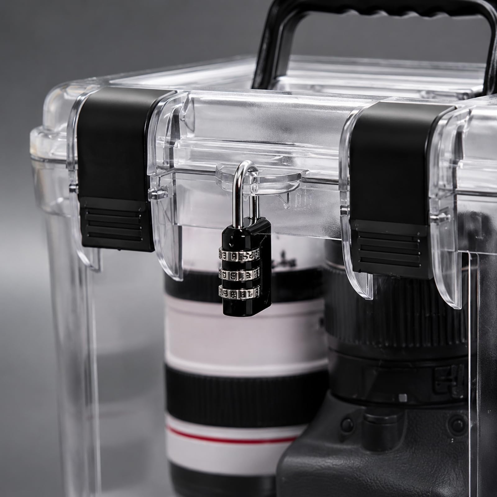 Estuche Protección Impermeable Caja Almacenamiento Fotográfico Transparente Anticolisión para Fotógrafos, M, Sin Bloqueo