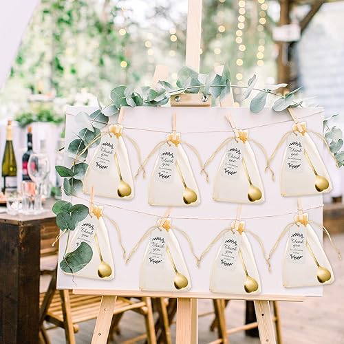 Miniatura 7 de Meanplan 50 juegos de recuerdos de fiesta de té para invitados, cuchara de té en forma de corazón, cuchara de café de acero inoxidable con bolsa de