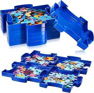 12 Pieces Jigsaw Puzzle Accessory Plastic Puzzle Shaped Sorting Trays Splicable Stackable Puzzle Organizer Blue Puzzle Holder Jigsaw Containers Up to 2000 Pieces Puzzles for Adult and Kids