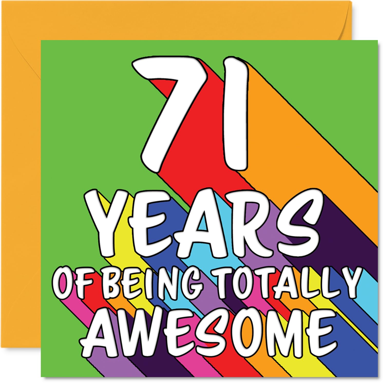 71st Birthday Cards for Women Men - Rainbow Awesome - Happy Birthday Card for 71 Year Old Woman Man Wife Dad Cousin Grandma, 145mm Bday Greeting Cards