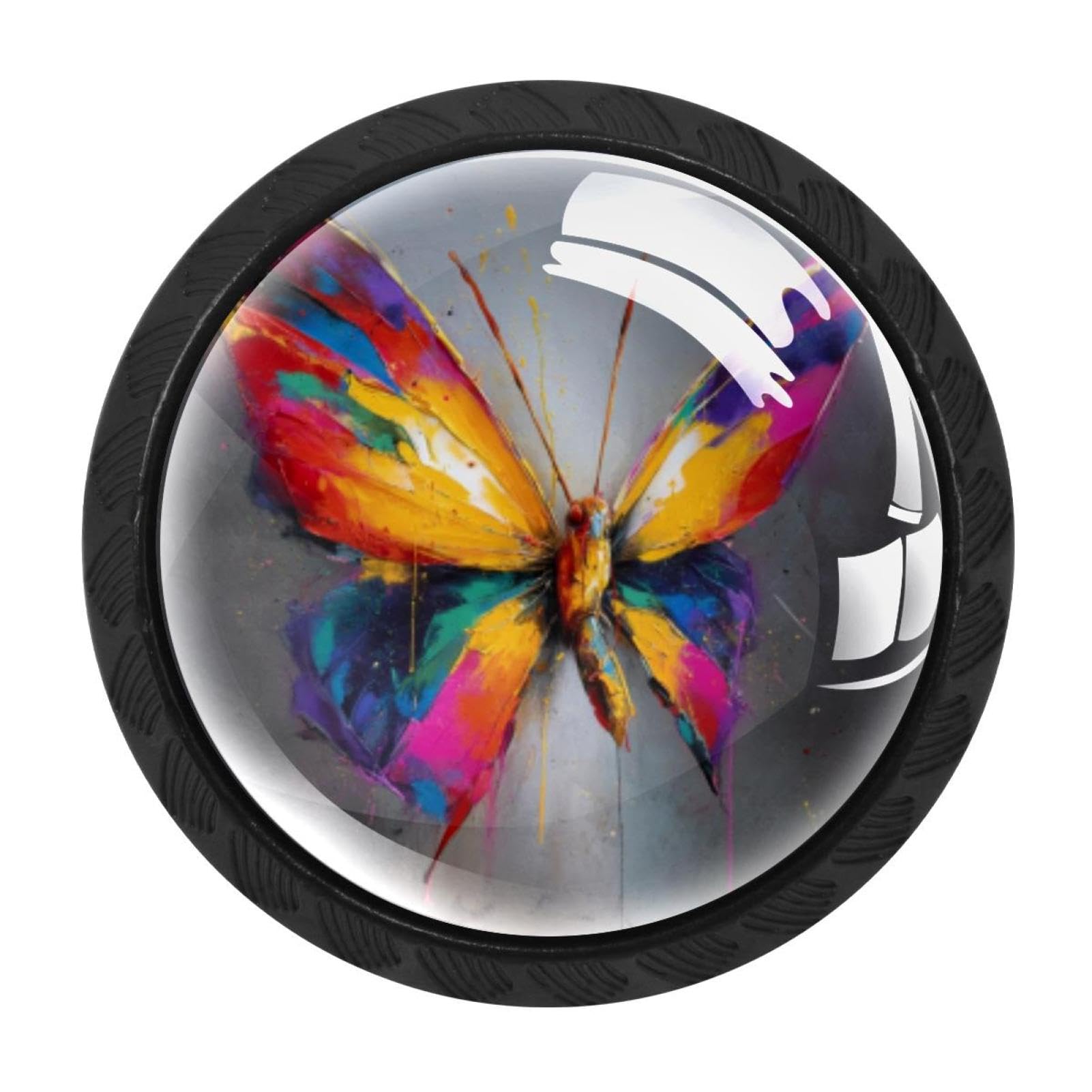 CHENZZZZ 4 Pack Colorful Butterfly (2) Drawer Knob Cabinet Hardware
