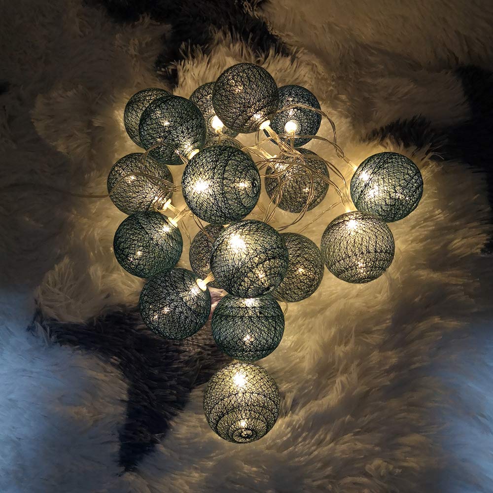 6cm Cotton Ball LED String Lights, DOTBUY Fairy Lights Christmas Decoration Battery Operated for Xmas Indoor outdoor Holiday Party Decor Garlands (Lake Blue,3.3M/20LED)