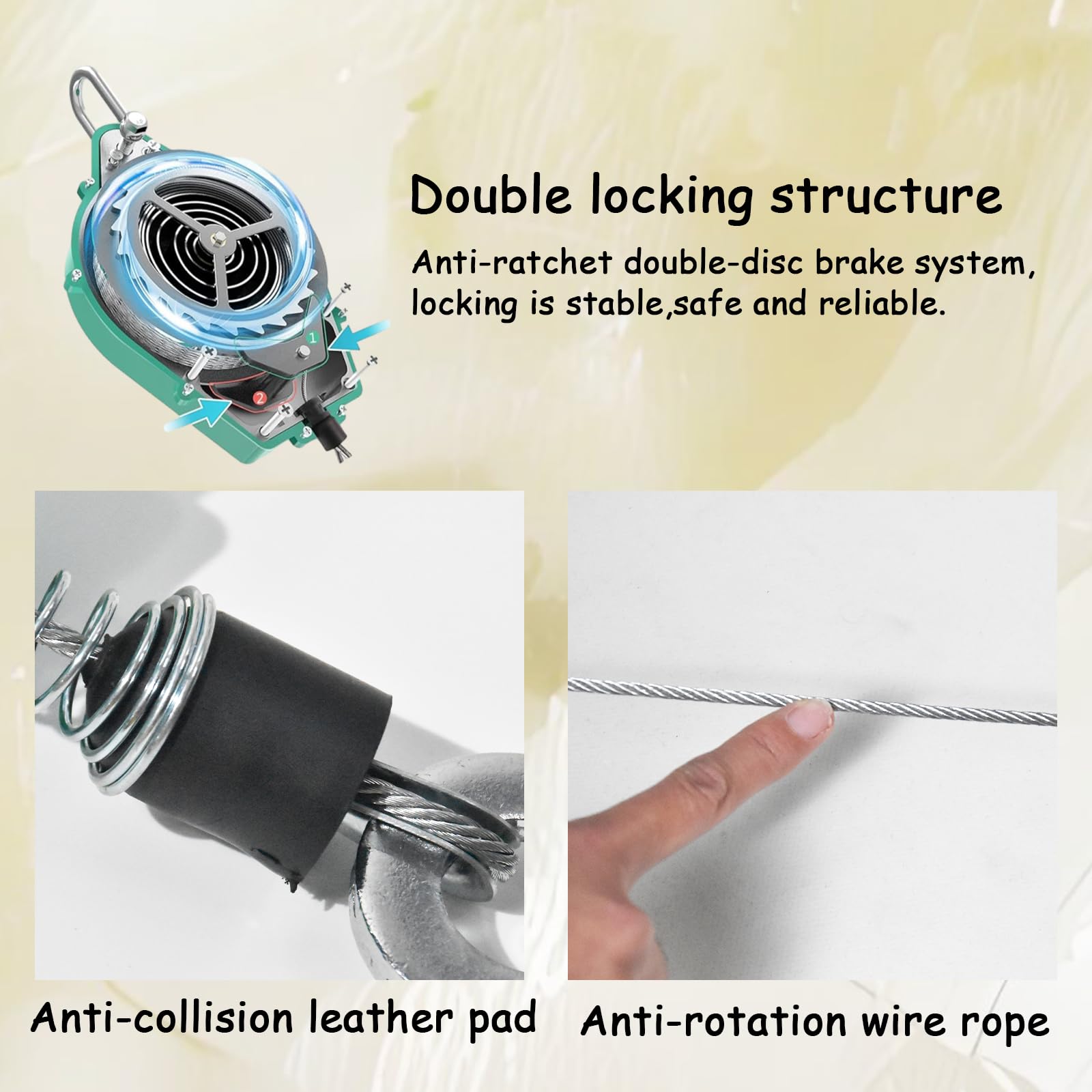 Arnes Linea de Vida Retractil Tejado, Dispositivo Anticaida Retractil Homologado 10m/15m/20m, Arnes Seguridad Anticaidas Retractil Trabajo Altura y Tejado con Gancho Giratorio(Verde,10m)