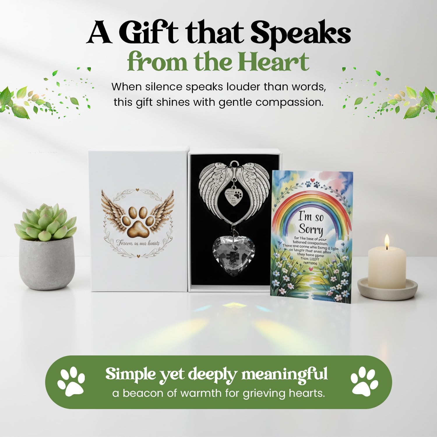 Memorial Sympathy Gift Box for Dog Loss - Pet Memorial Clear Crystal Heart Grief Suncatcher for Loved One, Thoughtful Dogs Remembrance, Loss Sympathy Rainbow Maker, Hanging Ball Prisms Gifts - Image 7