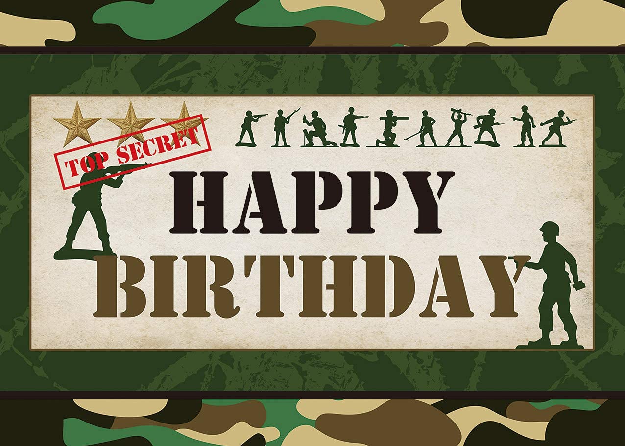 Soldaten-Thema "Happy Birthday" Hintergrund & Camouflage-Tischdecke Set - 150x90 Cm & 130x220 Cm, Für Militär-Party