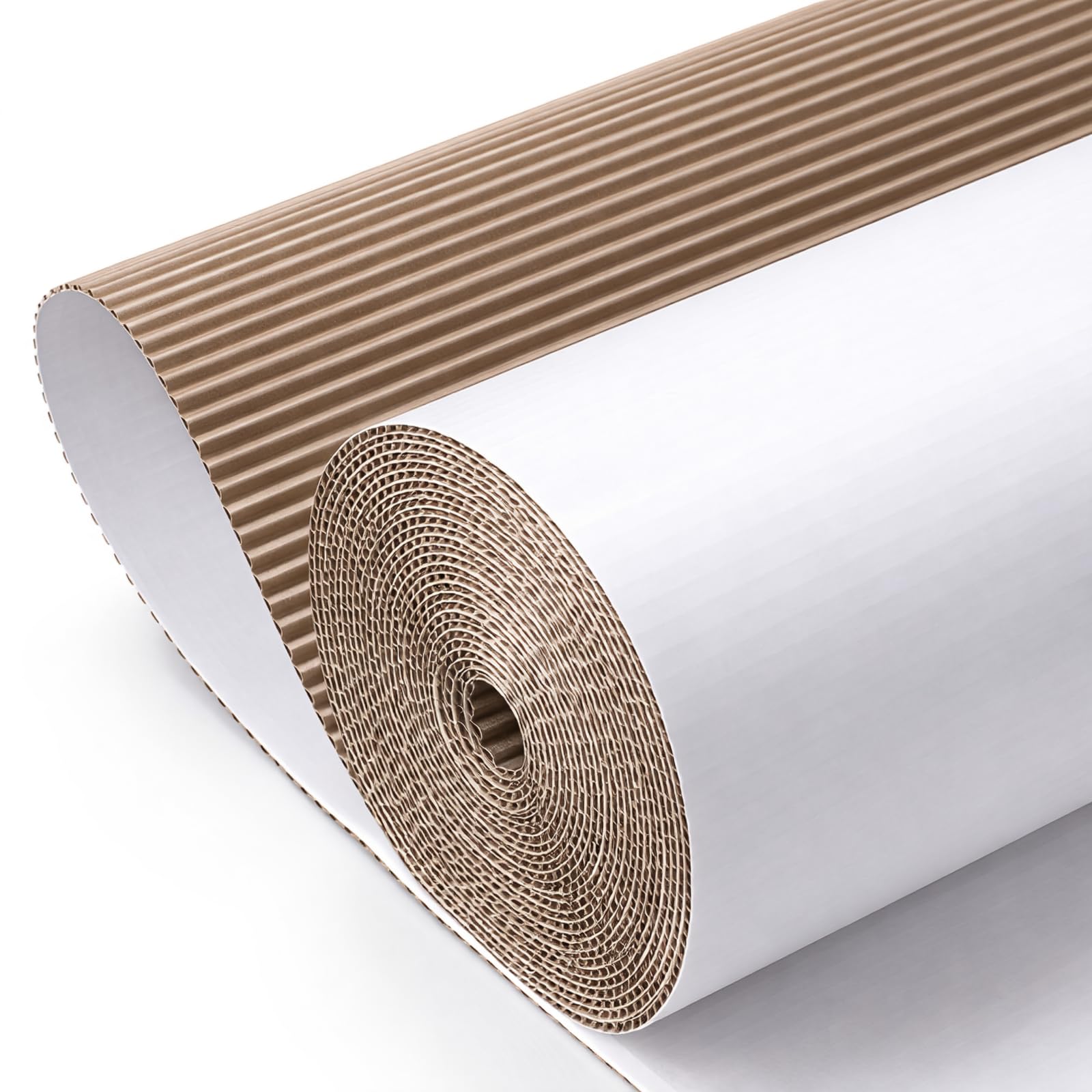 MotiMind Rouleau de carton ondulé, 61 x 1014 cm | Papier ondulé blanc pour expédition, emballage, déménagement, travaux manuels et protection du sol