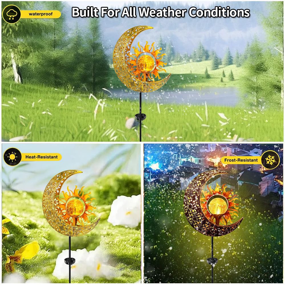 太陽電池装飾ラプ家を飾ります屋外の別荘の花園の庭の家のベランダの祝日贈 Amazon.co.jp: YZYOE 太陽電池式太陽と月のライト、庭の装飾的な錬鉄製