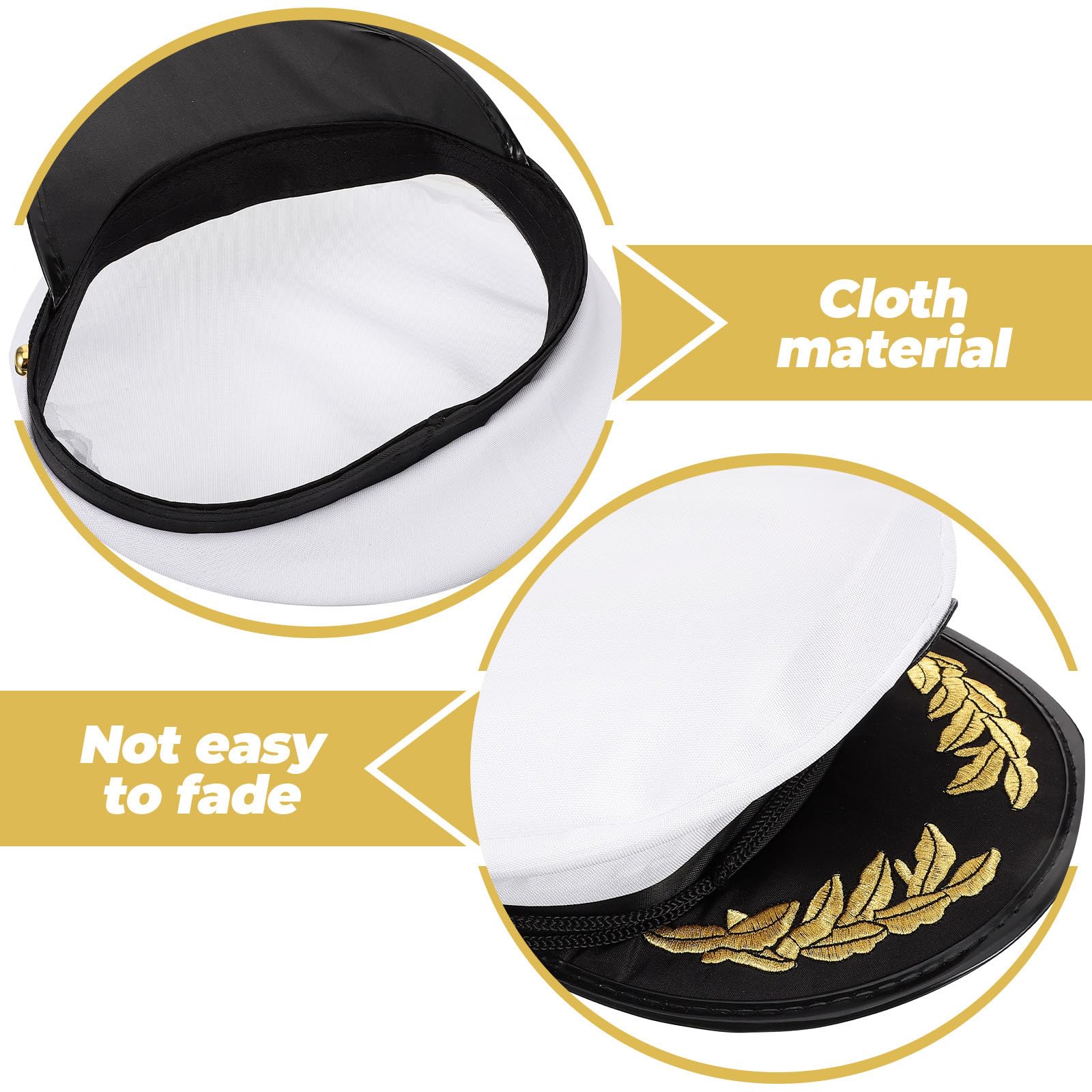 NOLITOY Gorra de Capitán Talla M 56-58 CM para Disfraz Náutico Infantil Unisex Sombrero de Yate Ajustable para Fiestas y Eventos Marinos
