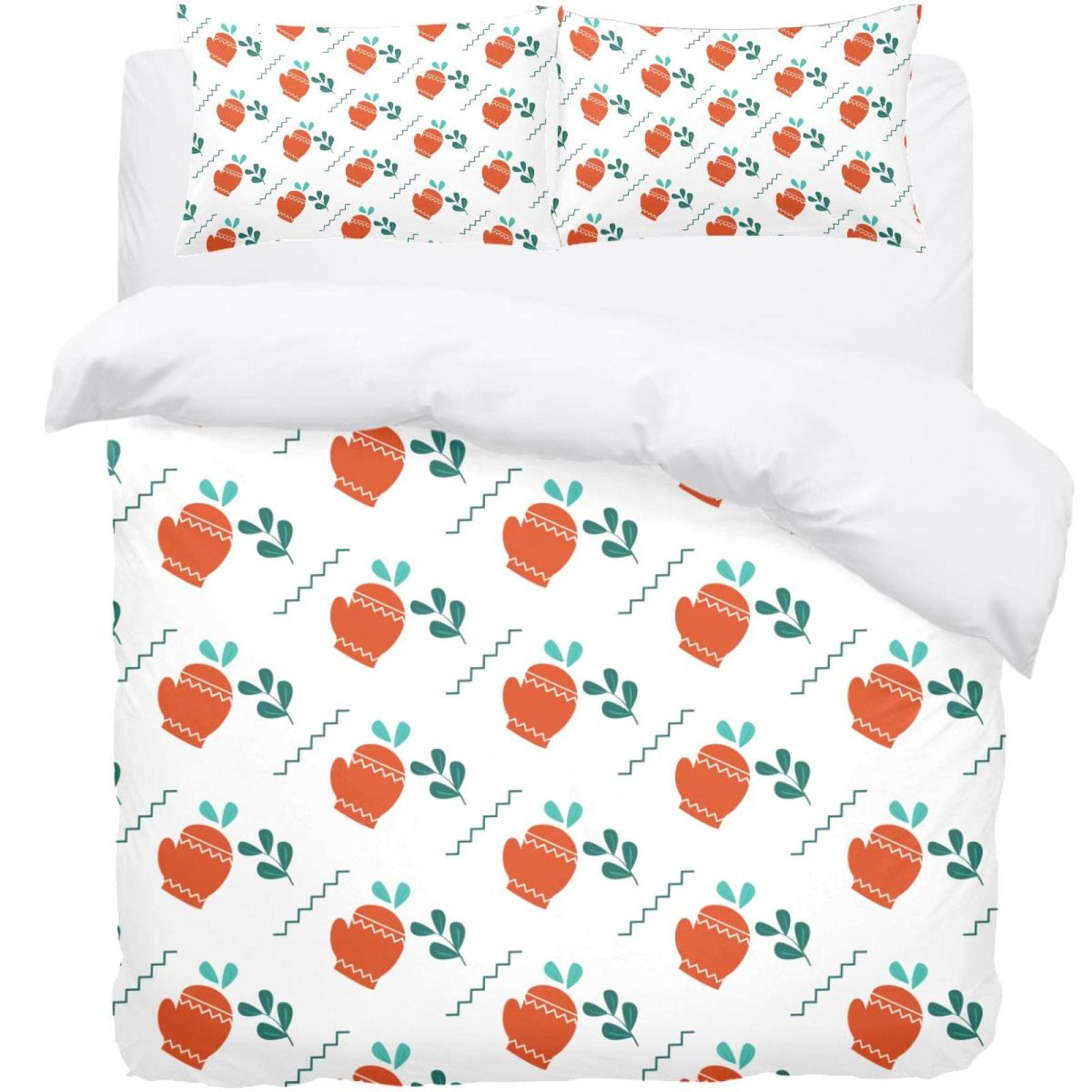 Parure de lit 1 housse de couette + 2 taies doreiller assorties Supersoft Lovely Gloves