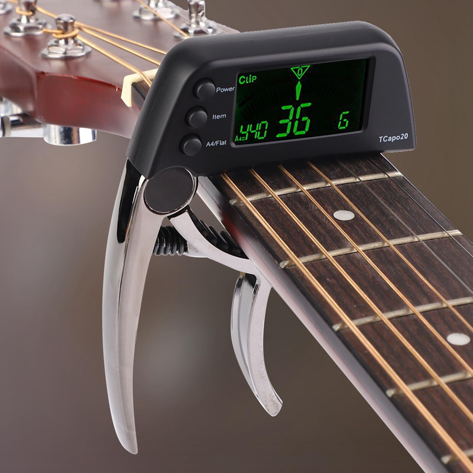 Walfront Accordeur de Guitare Capodastre en Métal à Changement Rapide à une Main avec Pad Premium pour les Joueurs de Guitare et de Basse (Bronze électrolytique)