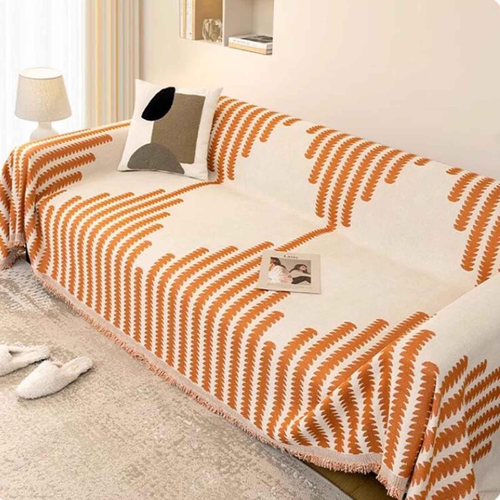 Konsilsa Sofa Throw Blanket Throws for Sofas Large 1/2/3/4 Seater with Decorative Fringe - Versatile Woven Throws for Settees Couch and Armchairs(#3,180x280cm)