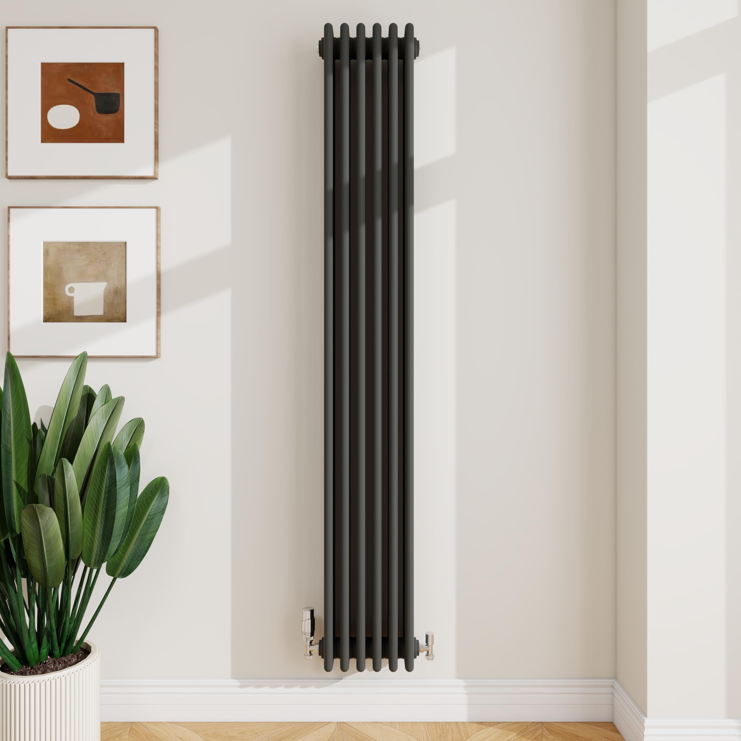 SLINE SANITARY 1800x290mm Cast Iron Style Traditional 4 Column Vertical Anthracite Central Heating Radiator