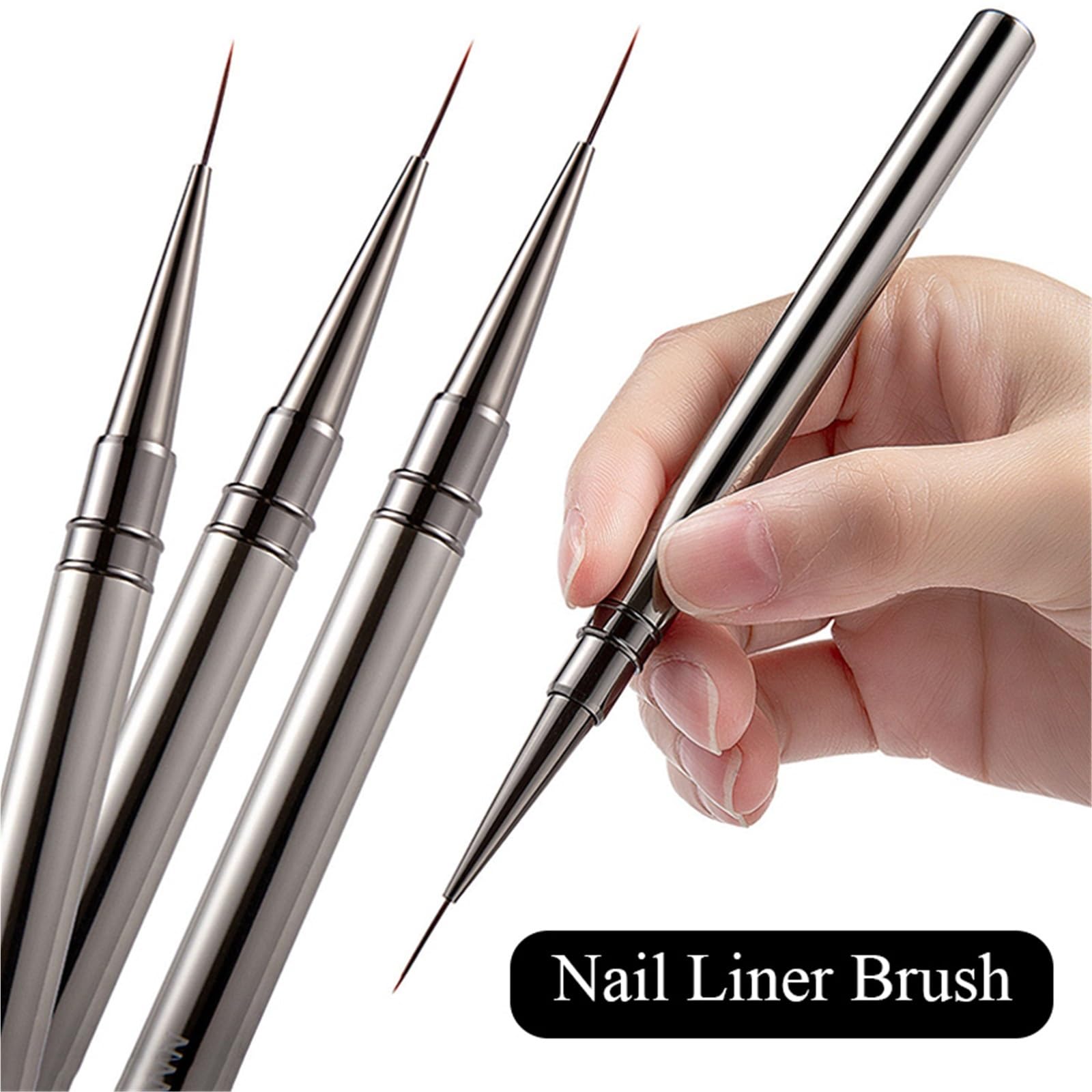 Pinceau Ongle Pinceau liner for nail art, manche en métal, stylo à dessin rayures for vernis gel, outil de manucure