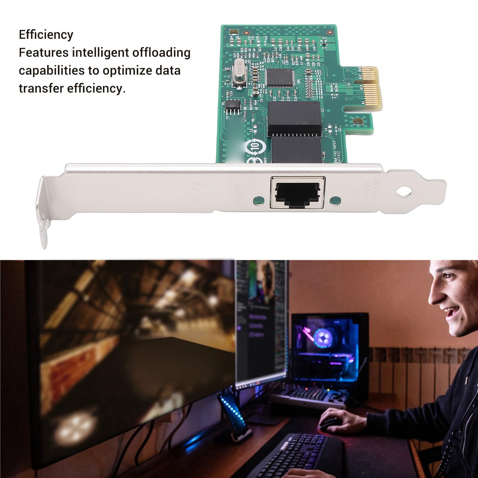 XUMIUZIY Carte Réseau Gigabit Ethernet, Interface PCIe 2.0 X1 RJ45 avec Contrôleur 210AT, Prise en Charge SUSE Freebsd, pour Serveurs, Ordinateurs de Bureau, Dispositifs de Contrôle