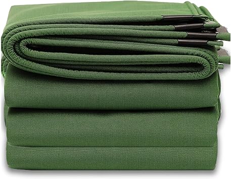 Heavy-Duty Waterproof Canvas Tarp,Green Tarpaulin 0.86mm Thicken, Multi-Purpose Canvas Tarps, Waterproof Tarpaulin with Grommets, for Boat Outdoor,5X5m