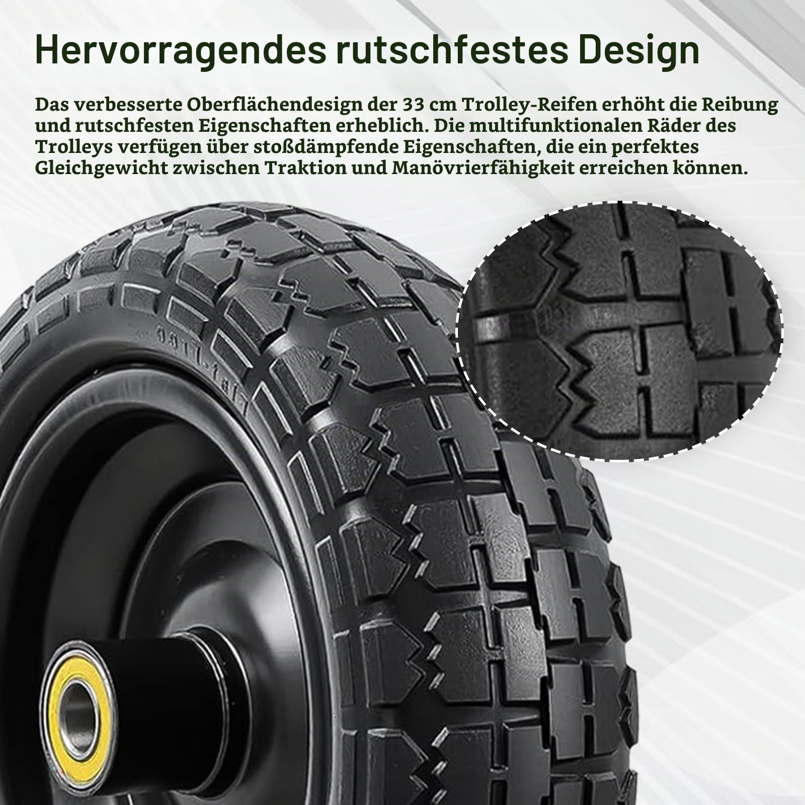 [2er-Pack] 13-Zoll-Pannensichere Reifen für Schubkarre Reifen, 4.00-6 Vollreifen 5/8 Zoll Achsbohrung, 3,2-Zoll-Breitreifen Vollgummireifen für Schubkarren Gartenkarren Sackkarren Gorilla Cart