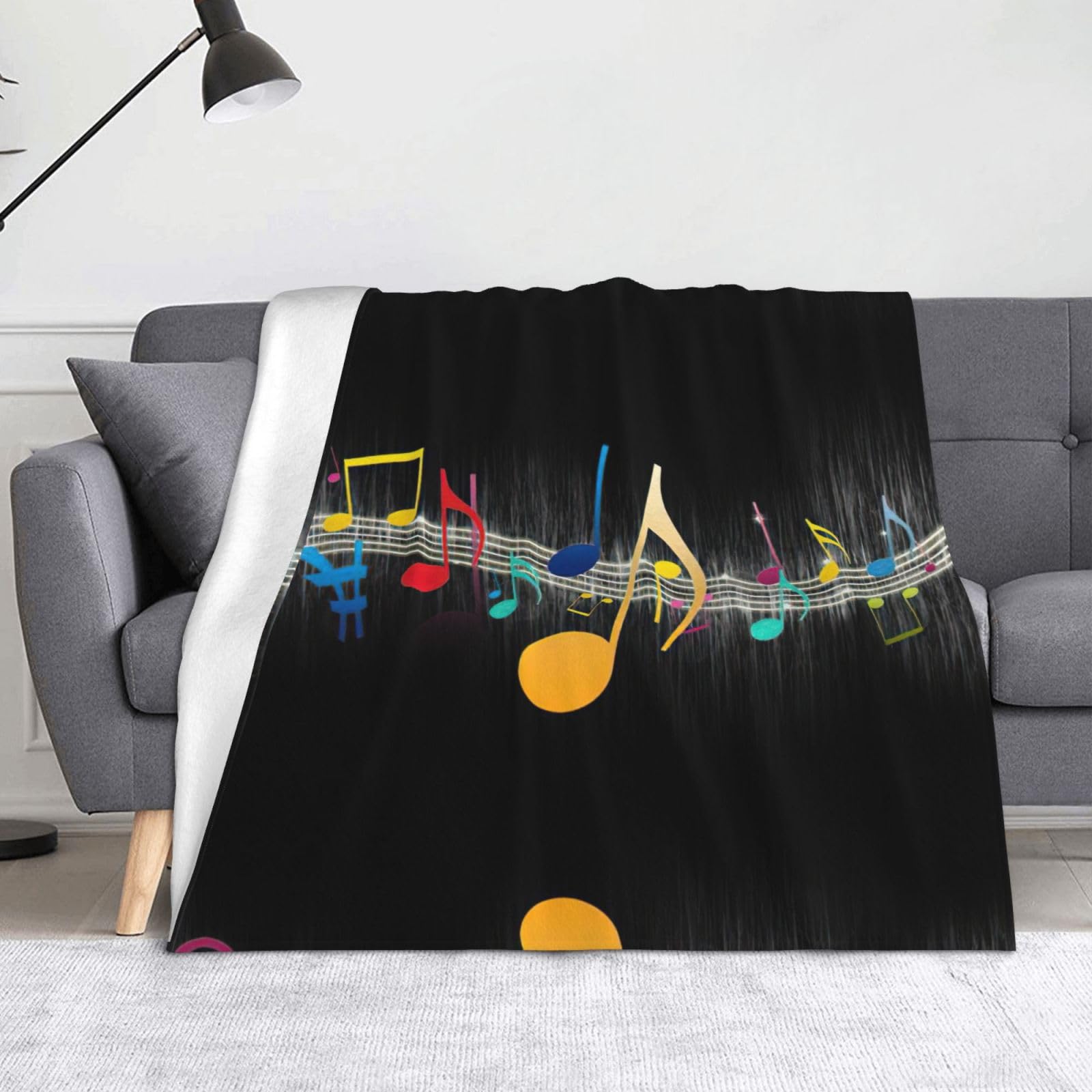 Couverture légère flanelle plaid peluche musique 152x127 cm