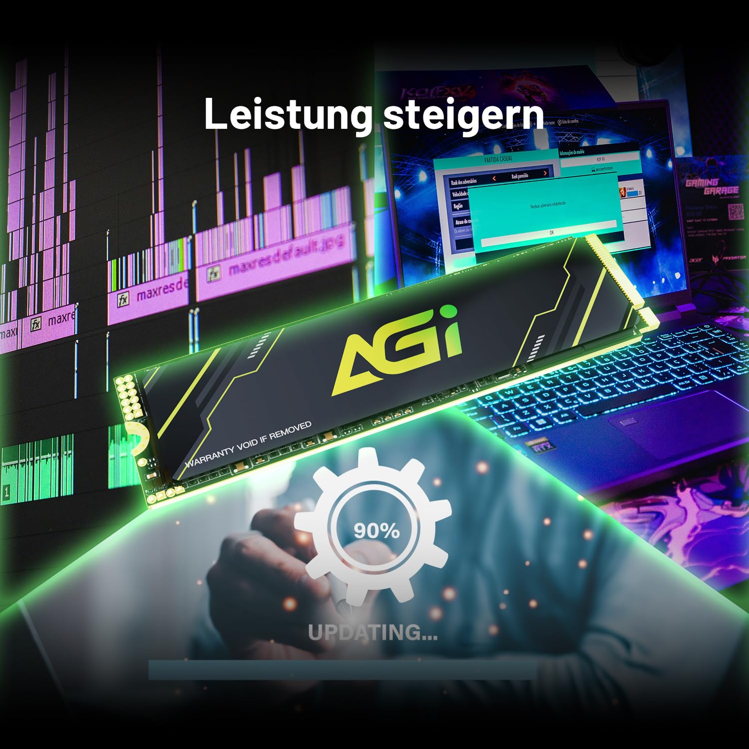 AGI AI298 512GB Interne SSD M.2 NVMe PCIe Gen3x4 2280 Festplatte PC | Lesegeschwindigkeit bis zu 2200 MB/s, 3D TLC NAND mit DRAM Cache. Kompatibel mit Laptop und Desktop-Computer PC