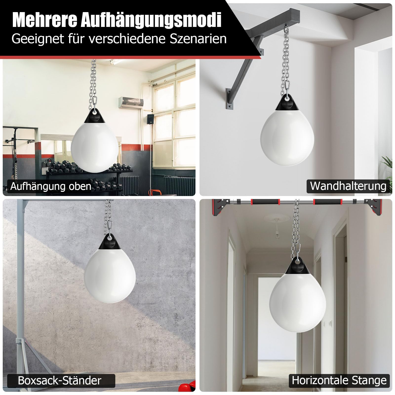 GYMAX Wasserboxsack Ø45cm, Boxing Punching Bag mit Wasser füllbar, hängendes Punchingsack, Schwerer Boxsack für Erwachsene & Jugend