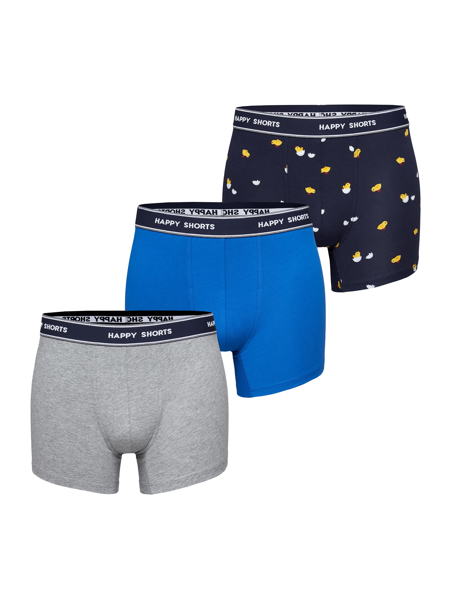 Happy Shorts Bokserki męskie w stylu retro, bawełniane, bielizna, zabawne motywy, wygodne dopasowanie