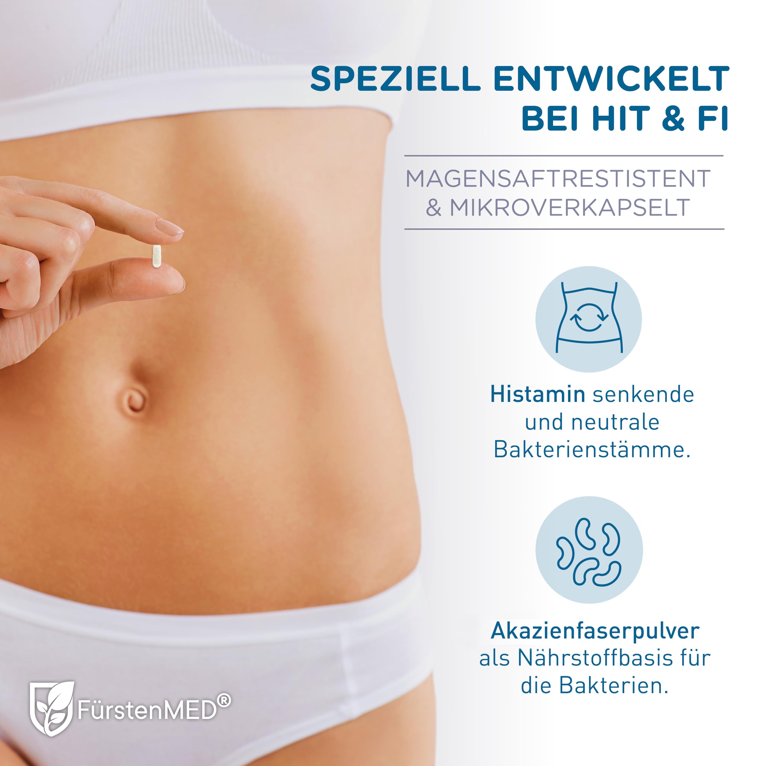 FürstenMED® Bifidoflor HIT + FI mit Bifidobacterium & Lactobacillus Stämmen und Akazienfaser – 60 magensaftresistente Kapseln – Vegan, Laborgeprüft, Made in Germany