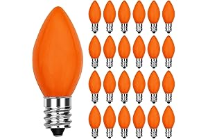 25 Pack C7 Halloween Indoor Orange Ceramic LED Christmas Lights