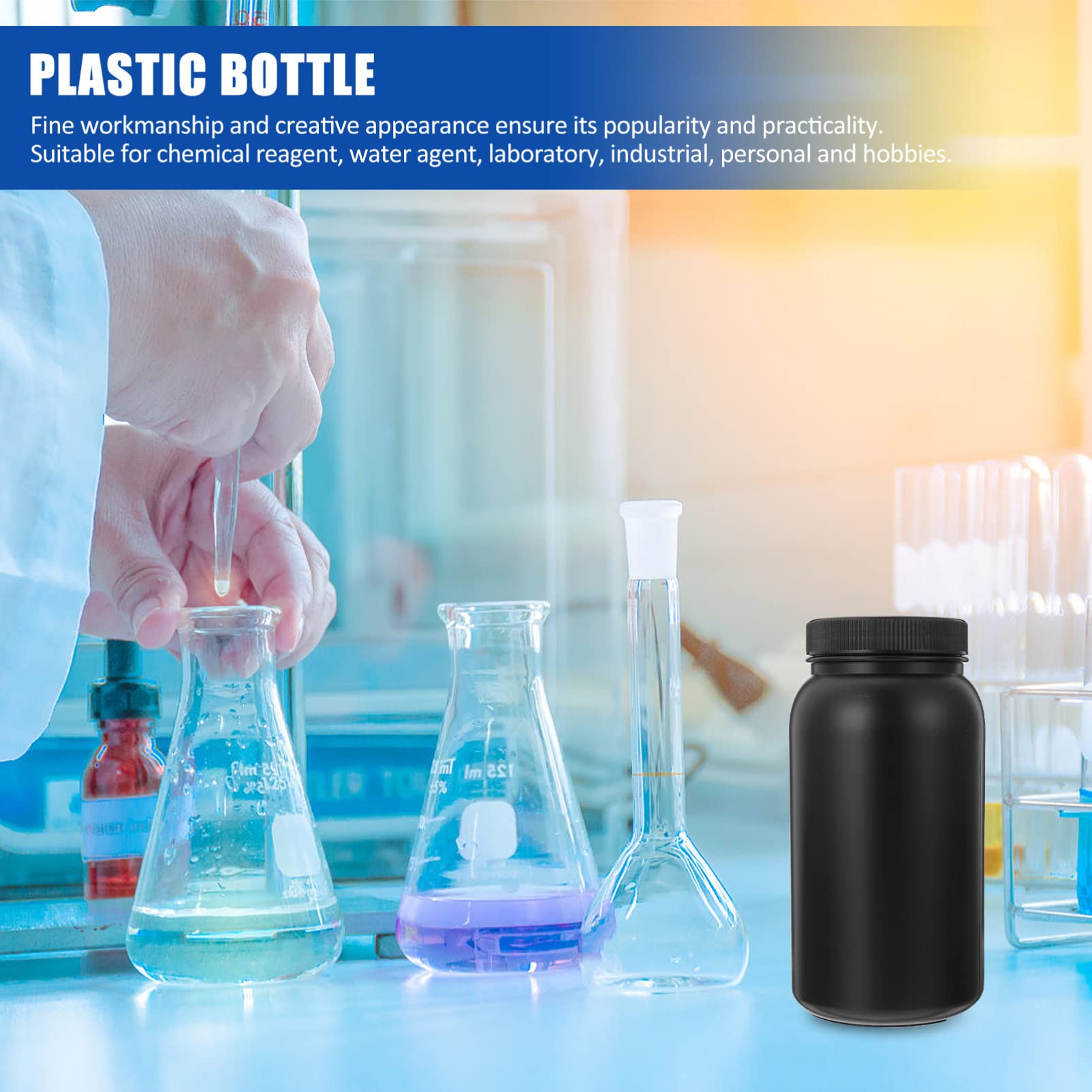 Cabilock 1Pc Leakproof Plastic Laboratory Bottle Hdpe Liquid Storage Container for Chemicals Oils Liquid Samples for and Labs