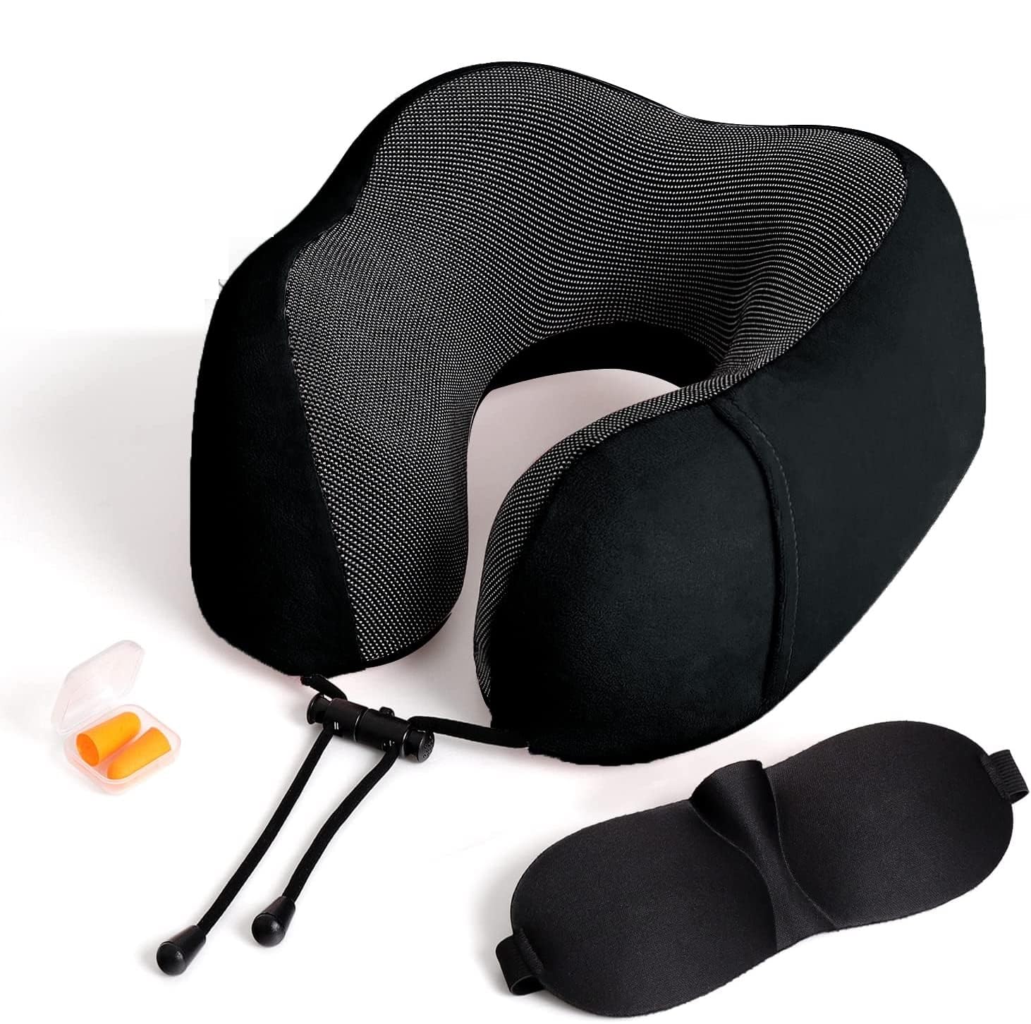 royalkart Memory Foam Travel Neck Pillow with Head Support for Airplane