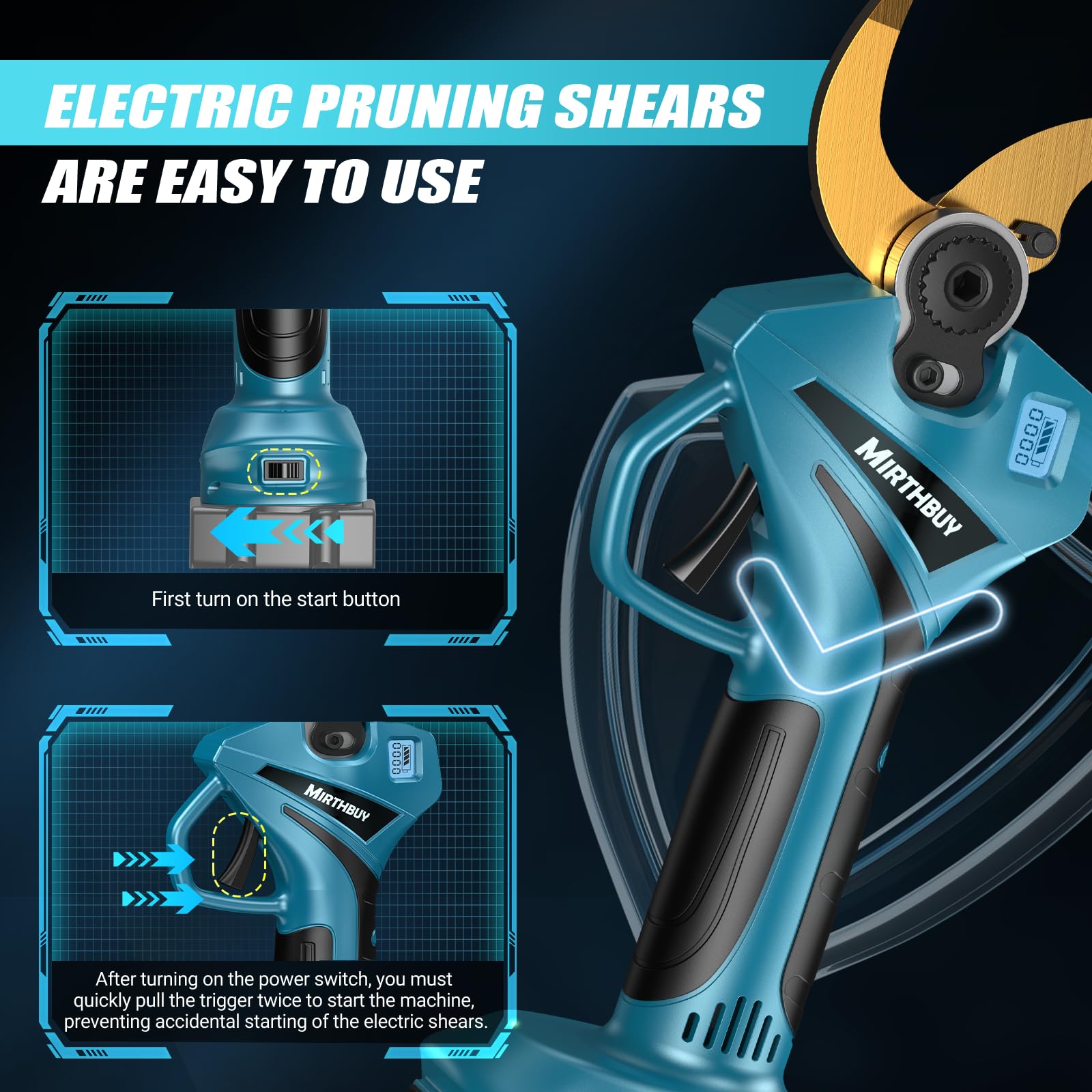Tijeras de podar eléctricas de 18 V, tijeras de podar inalámbricas, apertura máxima de 60 mm, para Makita BL1830(B), BL1840(B), BL1850(B), BL1860B