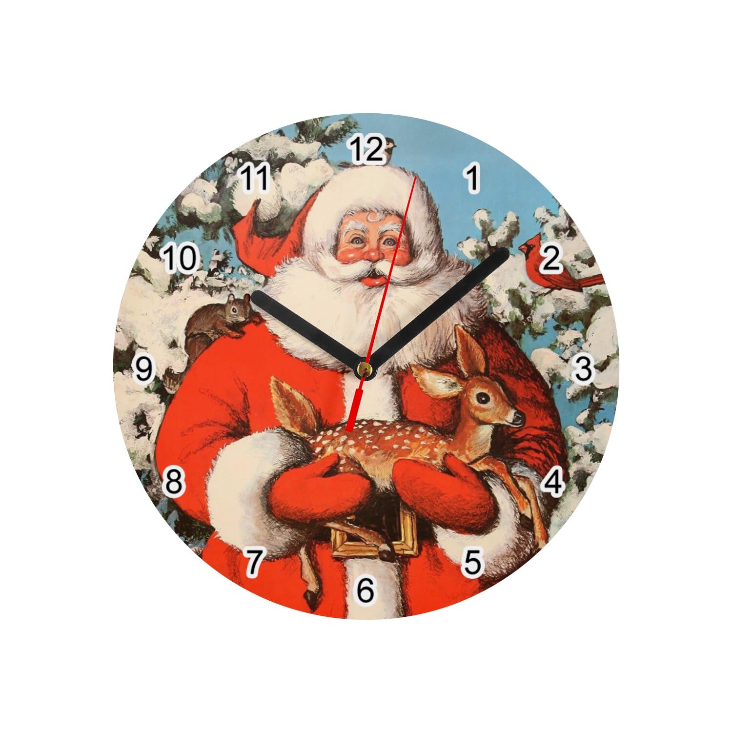 Horloge murale en verre Père Noël pour briser la monotonie hivernale
