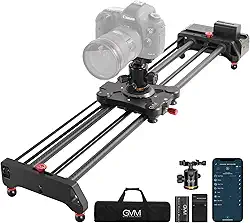 GVM Slider de câmera motorizada, 78,7 cm sem fio de fibra de carbono com controle de aplicativo, lapso de tempo motorizado e filmagem de vídeo para seguir focos e fotografia panorâmica de 120 graus