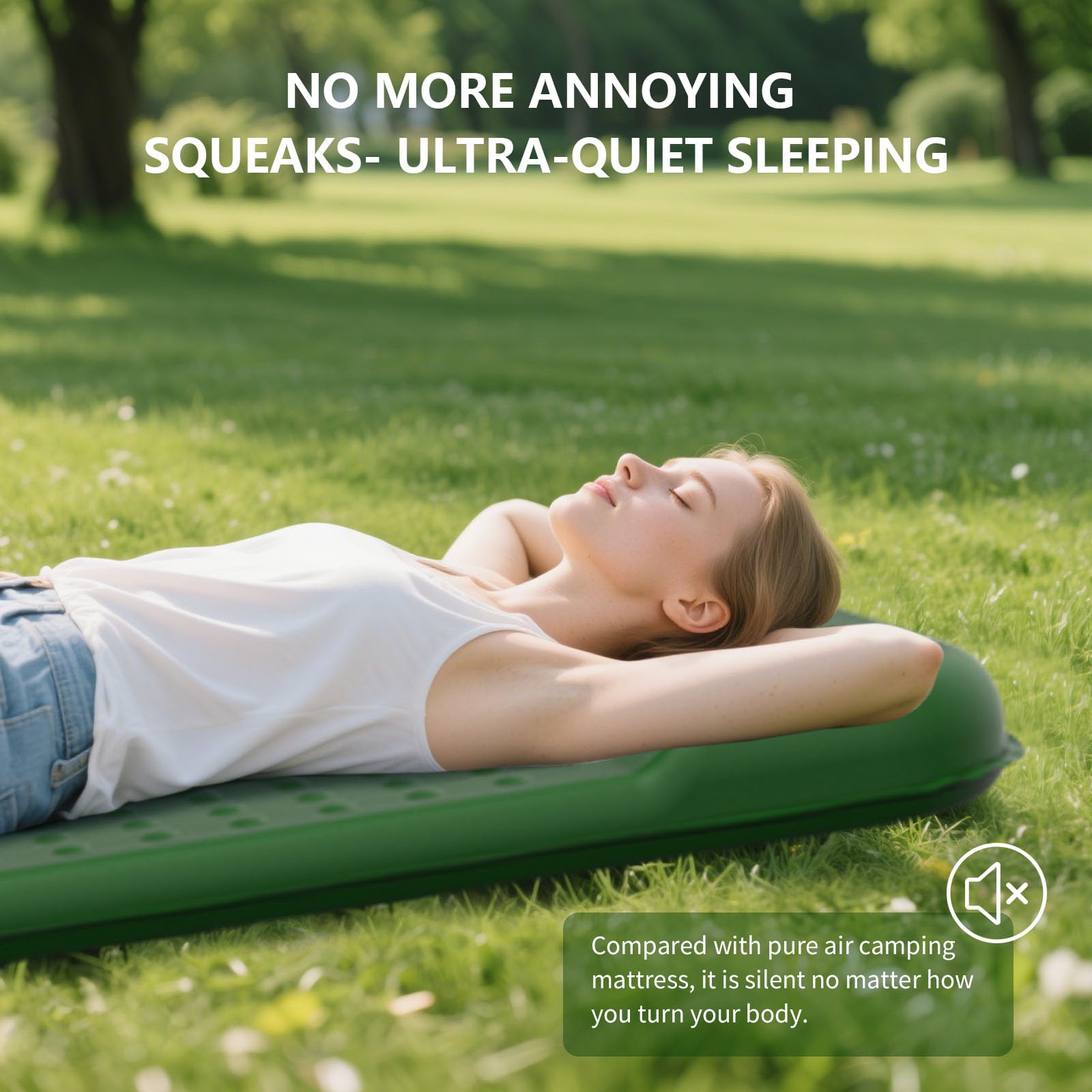 HiiPeak Materassino in memory foam, ultra spesso, con cuscino, 9,5 R-Value isolato, materasso da campeggio, facile da gonfiare e sgonfiare, tappetino gonfiabile per escursioni, tenda auto